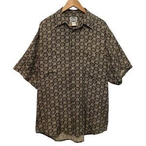 Vintage 90’s Silk Uomo by NAK Geometric Hippie Short Sleeve Button Up Shirt